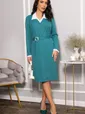Платье с воротничком Деловой стиль (бирюзовое) П14558-12М