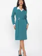 Платье с воротничком Деловой стиль (бирюзовое) П14558-12М
