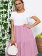 Платье Ветер перемен (бело-розовое) П13586-4М