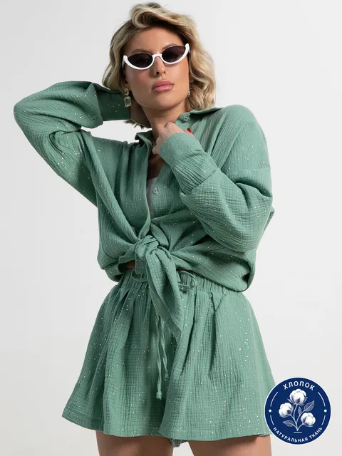 Костюм хлопковый Илария (оливковый) К15343-1М