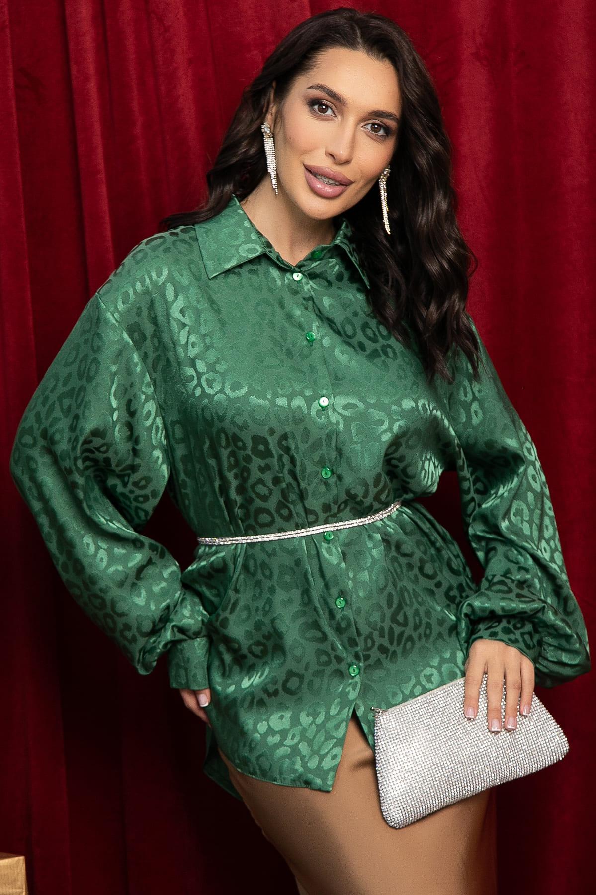 Рубашка атласная Все мысли о тебе (зеленая) Б14504-7М