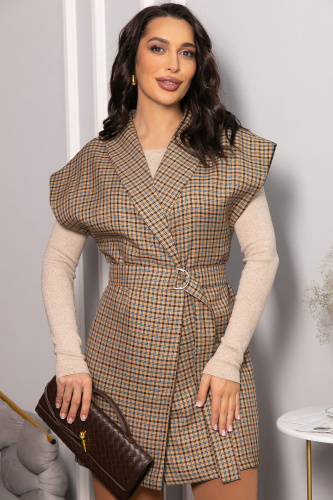Жилет костюмный Жюлли (бежевый/клетка) Б14490-4М