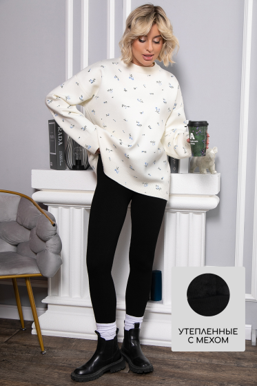 Лосины в рубчик утепленные нью (черные) Б14807-7М