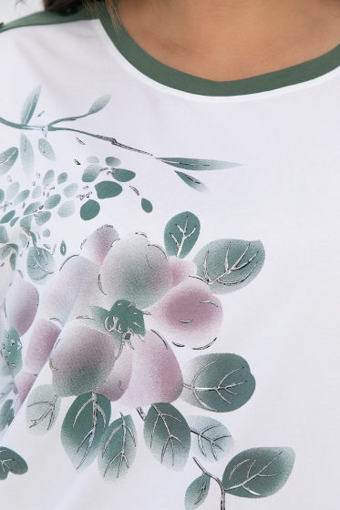 Блуза Далия (бело-оливковая) Б13805-20М